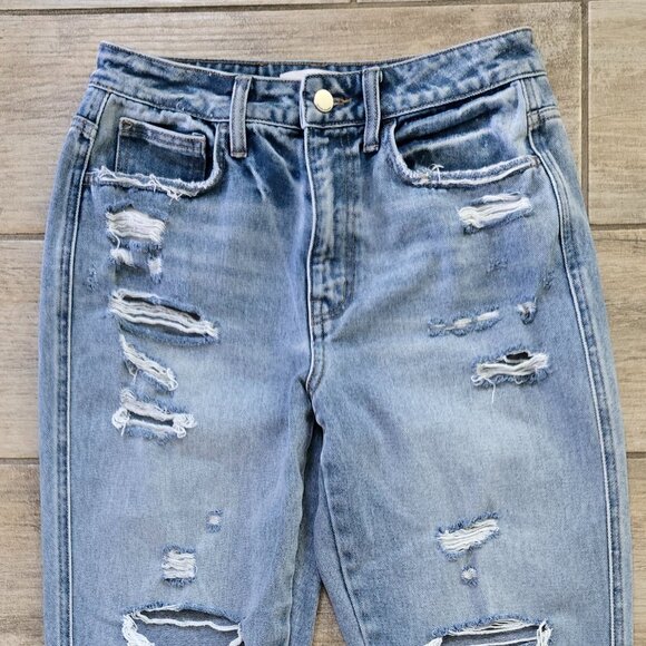 Flying Monkey Ultra High Rise Straight Jeans Women's Destroyed Grunge Frayed 26 - Picture 3 of 8